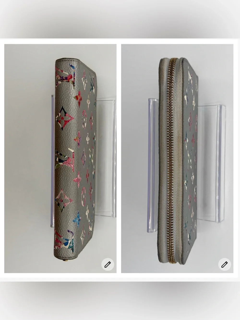 LV Limited Edition Garden Zippy Wallet Silver Floral Monogram Full Set w/COA - Picture 5 of 13